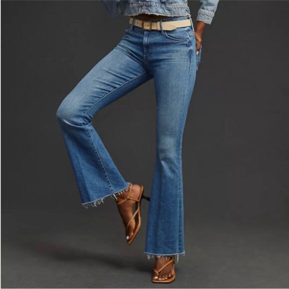 MOTHER The Weekender Fray In A Groovy Kind Of Love Flare Jeans Blue Size 26 - Picture 2 of 14